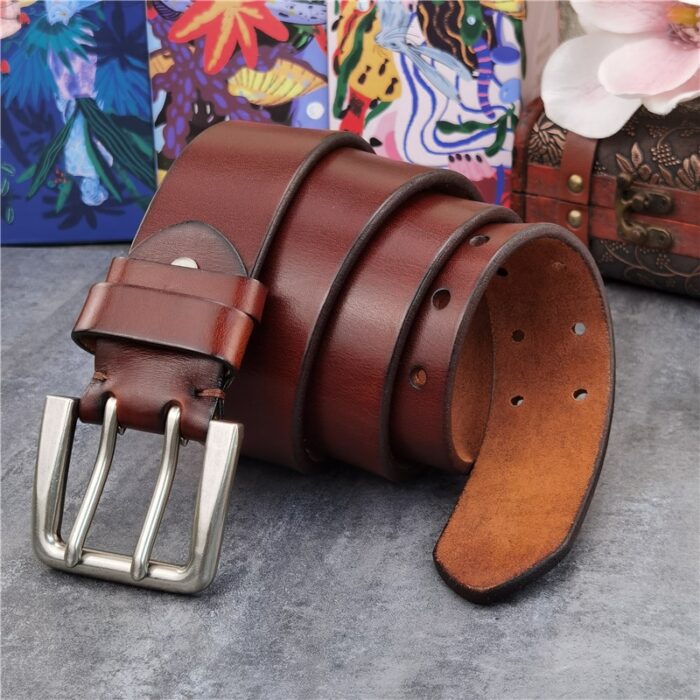 Texwood men's casual and sports wear store, summer beach clothes, men's leather fashion, jewelry, sunglasses Double Pin Vintage Belt Buckle Super Wide 4.2CM Genuine Leather Men Belt Luxury Ceinture Homme Jeans Cinturon Mujer MBT0018