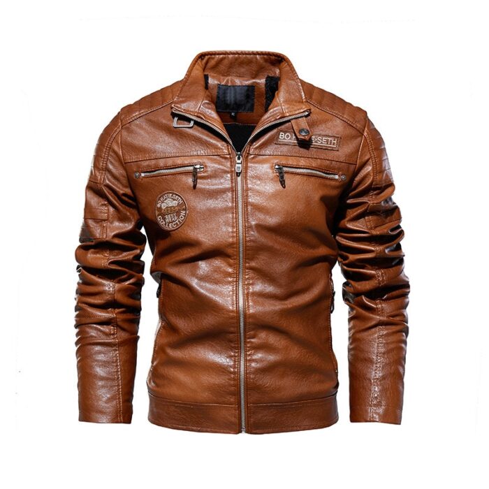 New Men's Autumn And Winter Men High Quality Fashion Coat Leather Jacket Motorcycle Style Casual Jackets Black Warm Overcoat - Image 2